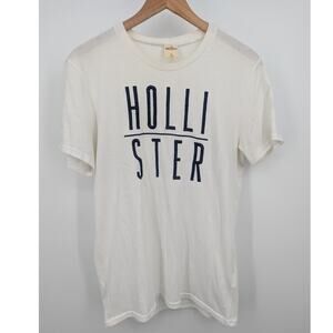 Hollister California White Embroidered Logo T-Shirt Men’s Size L Vintage Y2K